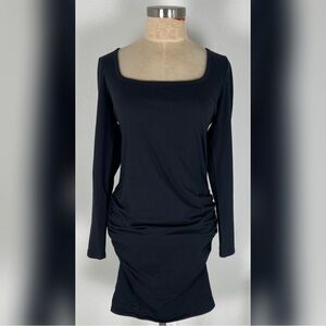 VENUS Black Long Sleeve Ruched Dress